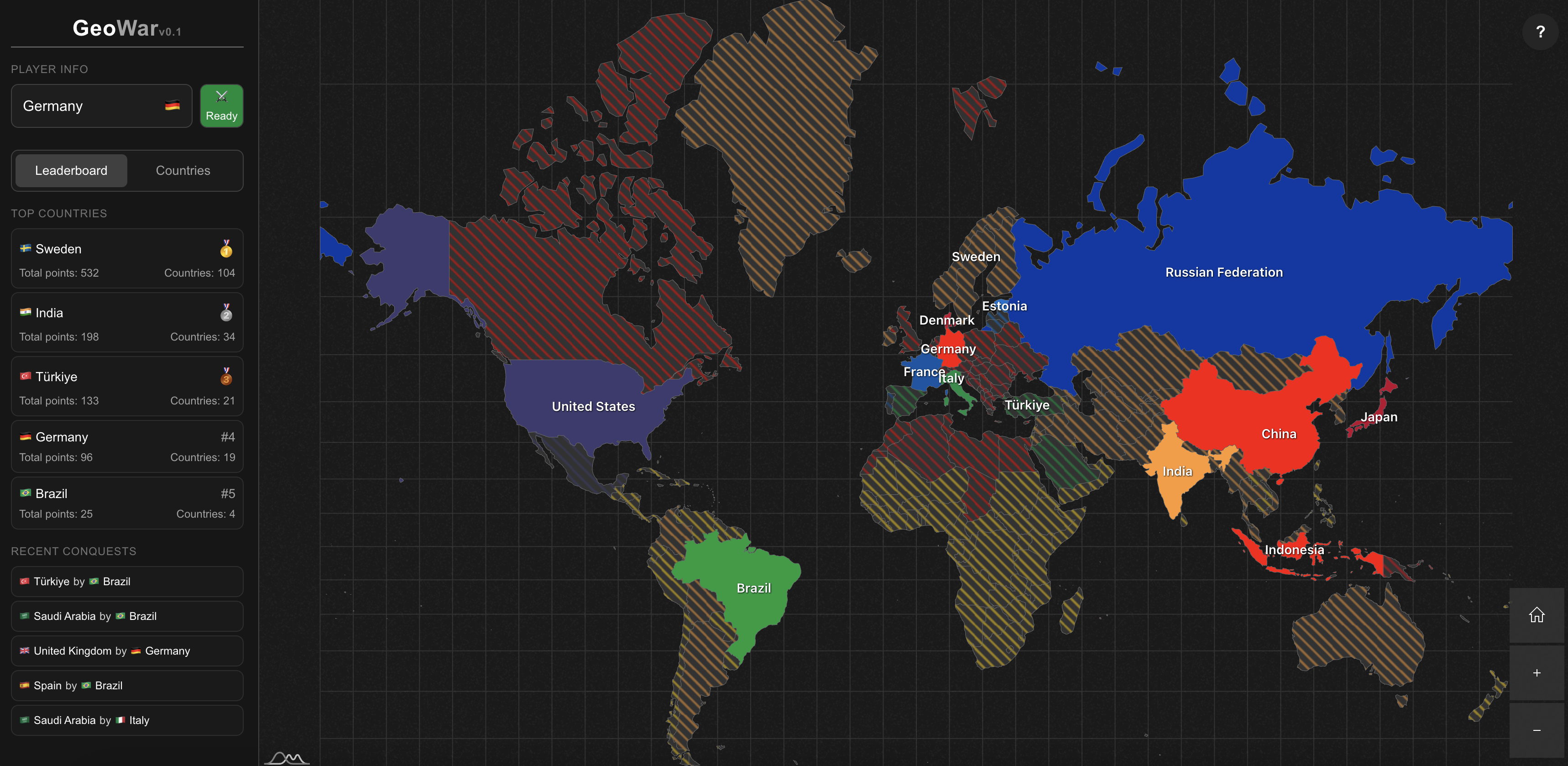 GeoWar is a multiplayer game based on world conquest